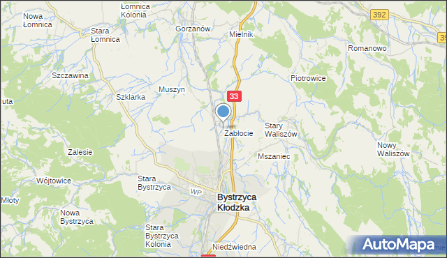 mapa Zabłocie, Zabłocie gmina Bystrzyca Kłodzka na mapie Targeo